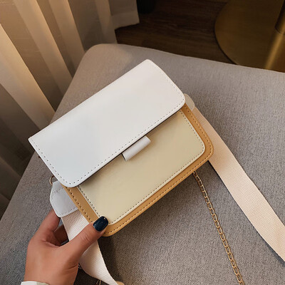 

2019 new small fresh&simple temperament broadband shoulder Messenger bag female Korean fashion hit color wild chain bag
