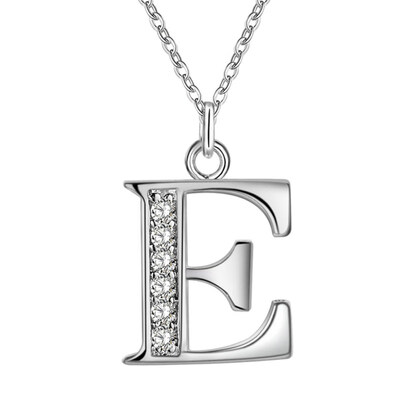 

Simple Shiny Zircon 26 English Letters Pendant Women Men Thin Necklaces Jewelry