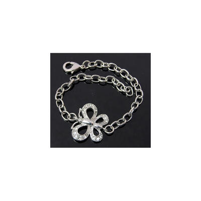 

Iron Chain Bracelets Marking with Alloy Link&Lobster Clasp Paltinum Clear 210mm