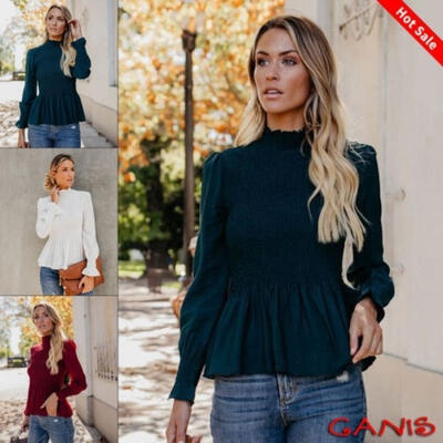 

Mode Damen Ol Langärmliges Oberteil BLUSE Freizeit Enge Passform T-Shirt