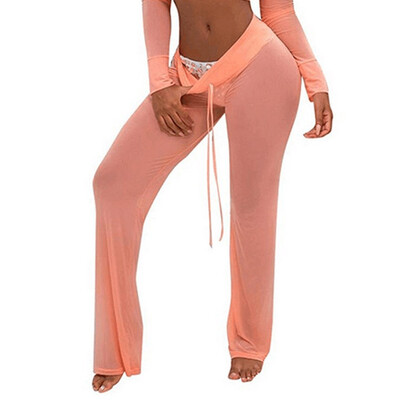 

Sexy Women Beach Mesh Sheer Wide Leg Pants Summer Bikini Cover Up Long Trousers