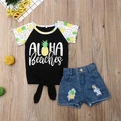 

US Toddler Baby Girl Clothes Kids Floral Top T-shirtShort Pants Sunsuit Outfits
