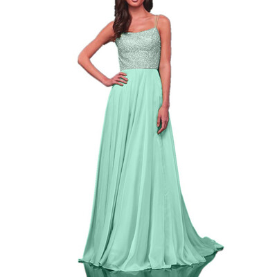 

〖Follure〗Womens Sexy Halter Strap Dress Chiffon Long Sequin Party Dress