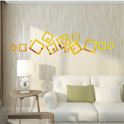 

Gobestart Creative Mirror Wall Stickers Square Mirror Paste Home Wall Decoration
