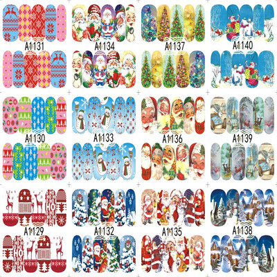 

〖Follure〗12Patterns Water Decals Nail Art Transfer Stickers Big Sheet Manicure Decoration