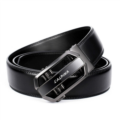 

Alpina Kangaroo LALPINA Mens Belt Automatic Buckle Leather Business Belt Casual Pants 692082001S Semi- Matte Dark Black 110