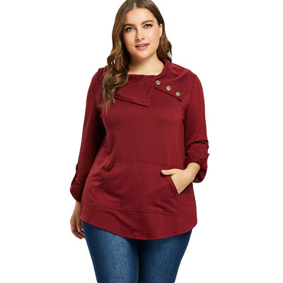 

Plus Size Buttoned Long Sleeve Top