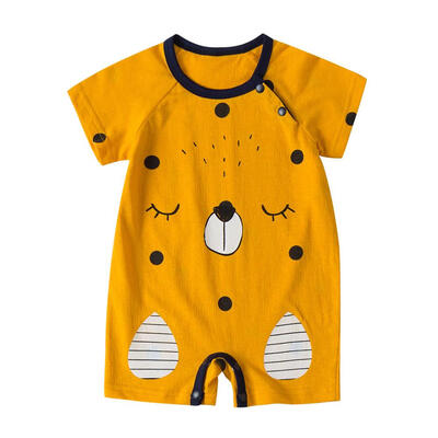 

Newborn Baby Rompers Short Sleeve Cartoon Bear Polka Dots Toddler Jumpsuit