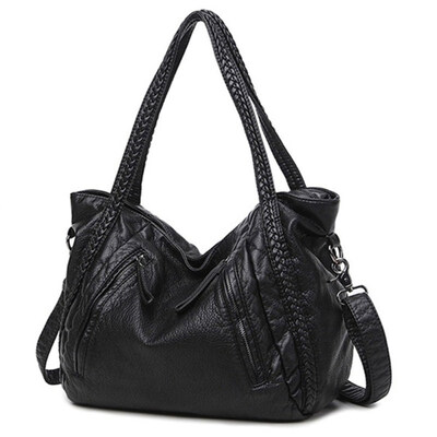 

Women Solid Color Large Capacity Zip Faux Leather Tote Crossbody Shoulder Bag