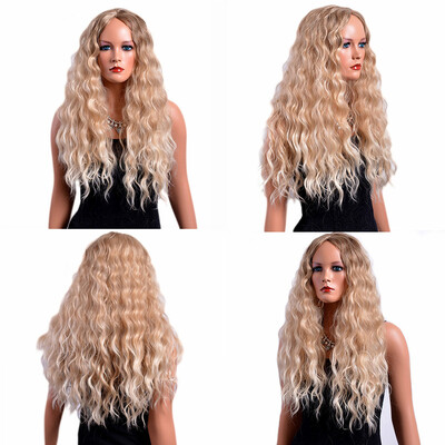

〖Follure〗Sexy Gold Party Wigs Long Curly Hair Mixed Colors Synthetic Wig