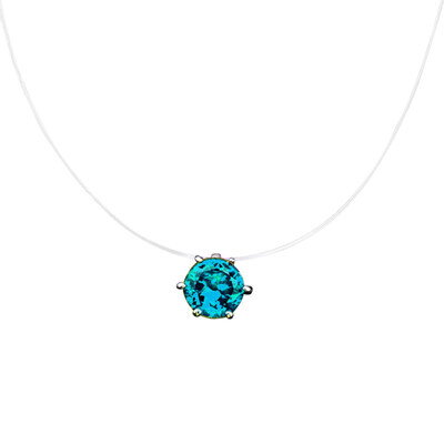 

Women Round Cubic Zirconia Pendant Necklace Invisible Fishing Line Chain Jewelry