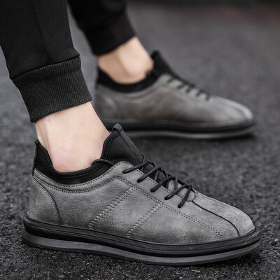 

Black Mens Skate Shoes New Spring Korean Version Baitao Student Leisure English Leather Shoes Climax Shoes