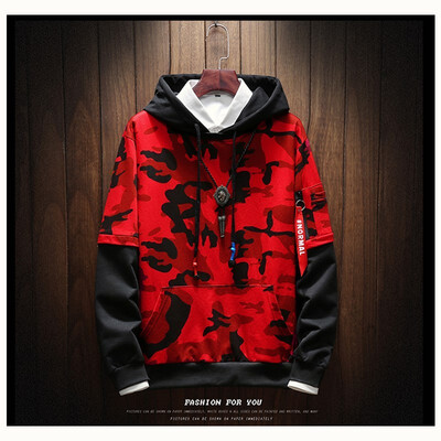 

Spring&autumn wear thin section camouflage sweater mens hooded trend Korean students long sleeves jacket Japanese large size