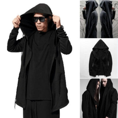 

Sell Well Unisex Casual Jacket Autumn And Winter New Fashion Long-Sleeved Hooded Pure Black Warm Long Coat