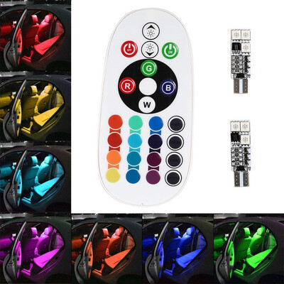 

〖Follure〗1 Pair Light Dome Lamp Bulb Remote Control T10 RGB 6 LED Car SUV Interior Panel