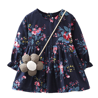 

Baby Girls Dress Floral Print Long Sleeve Flower Kids Dress Baby Girl Clothes Princess Dress