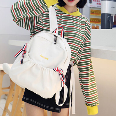 

Tailored Women Girl Bow Canvas Backpack Double Shoulder Bag Travel School Bag