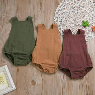 

AU Newborn Baby Boys Girl Linen Bodysuit Romper Jumpsuit Summer Outfits Clothes