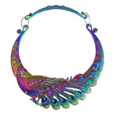 

Women Bohemian Ethnic Vintage 2019 Retro Carved Peacock Collar Choker Necklace
