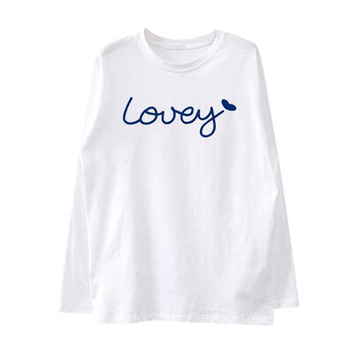 

Women Autumn Spring Long-Sleeves Ladies Round Collar Letters Print T-Shirt