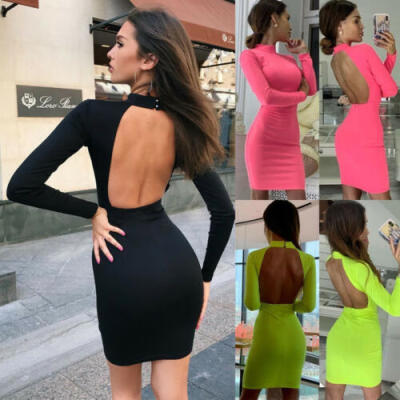 

Womens Backless Bandage Bodycon Evening Party Cocktail Club Short Mini Dress US