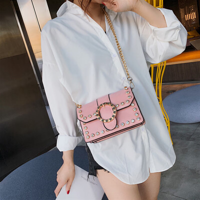 

Elegant Female Diamond Flap Square Bag 2019 New Quality PU Leather Womens Designer Handbag Lock Chain Shoulder Messenger Bag