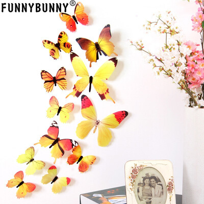 

FUNNYBUNNY 12pcs Removable 3D Butterfly Wall Stickers Decals DIY Wall art Decor Home Wall Decoration Sticker Mural