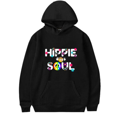 

Queenromen Unisex Hippie Soul Print Women Hoodie Long Sleeve Jumper Pullovers Hippy Gift Sweatshirt