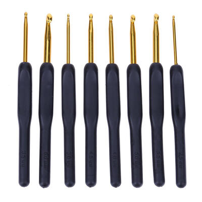 

8pcslot Useful Sewing Tool Black Soft Handle Hook Knitting Crochet Needles