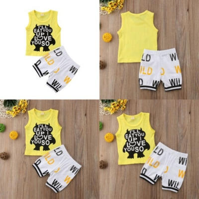 

1 set Baby clothes kids boys Tracksuit Sleeveless topsShort pants outfits set