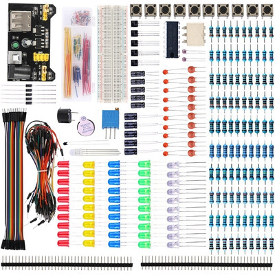 

Electronic Component Starter Kit Breadboard Capacitor LED Buzzer Resistor for Arduino Learning Kit