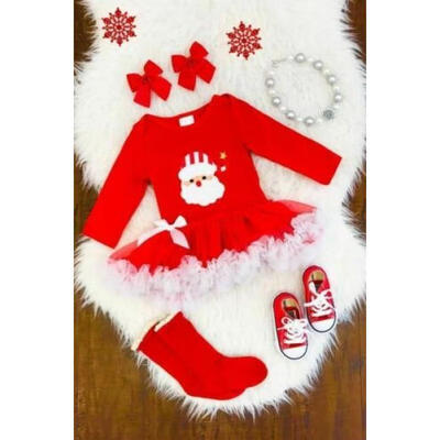 

Christmas Outfit Girl Infant Baby Santa Claus Party Romper Tutu Dress Clothes