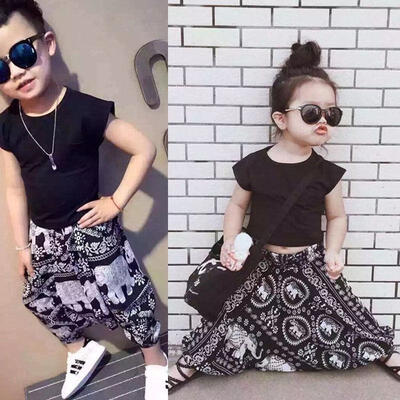 

Newborn Toddler Baby Boy Girls Clothes T-shirt Topsharem Pants Outfits Set