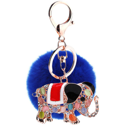 

Creative elephant keychain diamond colorful bag mobile phone pendant auspicious metal material customization