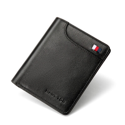 

New first layer leather ultra-thin short wallet mens fashion leather mens wallet youth wallet men