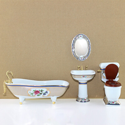 

Siaonvr Doll-house Miniature Scene Model Bathroom Set Decoration Pretend Play Toy