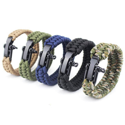 

Survival Rope Paracord Bracelet Outdoor Camping Hiking Steel Shackle Buckle