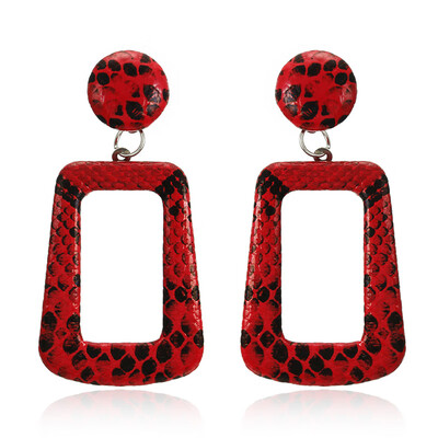 

2019 Vintage earrings Big for women statement geometric earrings red golden color metal pendant earrings trend fashion jewelry