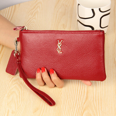 

2019 new first layer cowhide wallet female long zipper ultra-thin leather wallet Korean version of the wallet women
