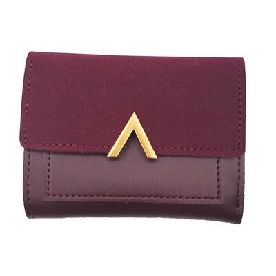 

Women Vintage Matte Patchwork Metal V Wallet Student Cash Holder Short Purse