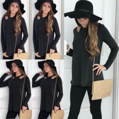 

Women Hollow Blouse T-Shirt Long Sleeve Tee Tops Fashion Casual Pullover Blouse