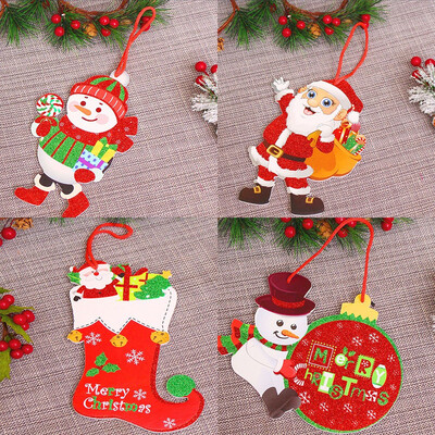 

Tailored 4Pcs Christmas Tree Decoration Shiny Merry Letter Card for Xmas Hanging Ornament