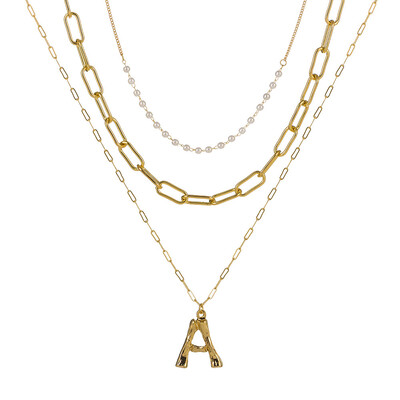 

Tiny Pearl A-Z Fashion Personalized Letter Alphabet Pendant Necklace Gold Color Chain Initial Bib Charms For Women Jewelry