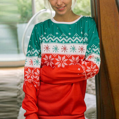 

Nomeni Women Christmas Printed Long Sleeve Sweatshirt Pullover Tops Blouse Shirt