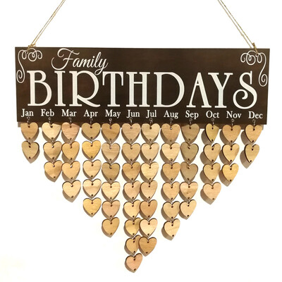 

Gobestart Wood Birthday Reminder Board Birch Ply Plaque Sign Family &Friends DIY Calendar