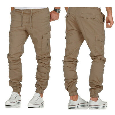 

SUNSIOM Mens Slim Fit Urban Straight Leg Trousers Casual Pencil Jogger Cargo Pants