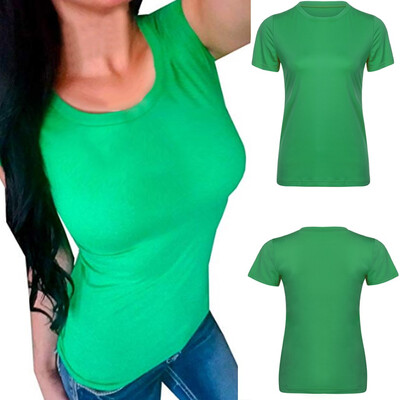 

Starmoon Women Fashion Sexy Short Sleeve O-Neck Pure Color Blouse Casual T-Shirt Tops