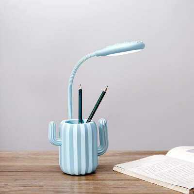 

Cactus table lamp creative pen holder storage table lamp student reading eye three gear LED dimming rechargeable table lamp