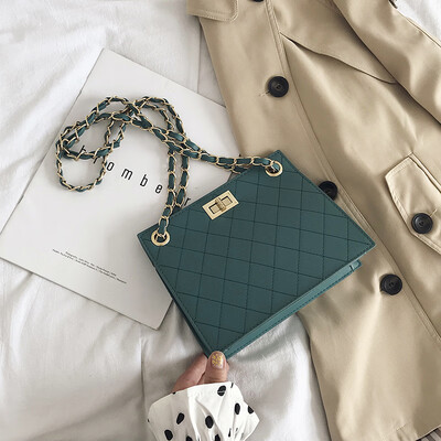 

Rhombus chain small bag woman 2019 new Chaohan version texture slanted bag 100 lap lock buckle single shoulder bag small square ba