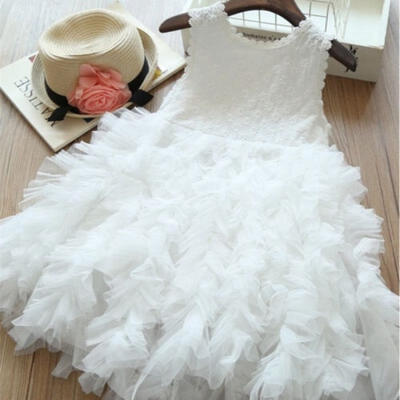 

Lovely Children Girl Dresses Sundress Fashion Kids Baby Girl Princess Lace Tutu Ruffles Gown Bridesmaid Party Dress